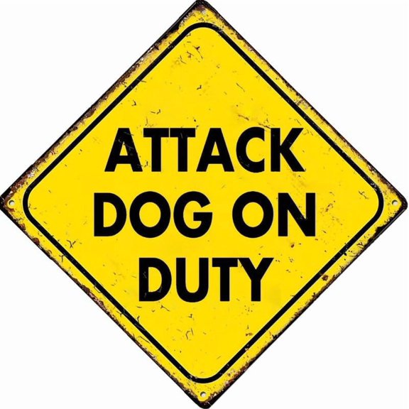 Warning Attack Dog On Duty Retro Sign Country Home Decor For Home Living Room Kitchen Bathroom Decoration 12X12 Inch