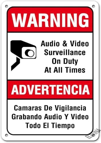 Warning Audio & Video Surneillance On Duty At All Times Sign 12"x 8 ...