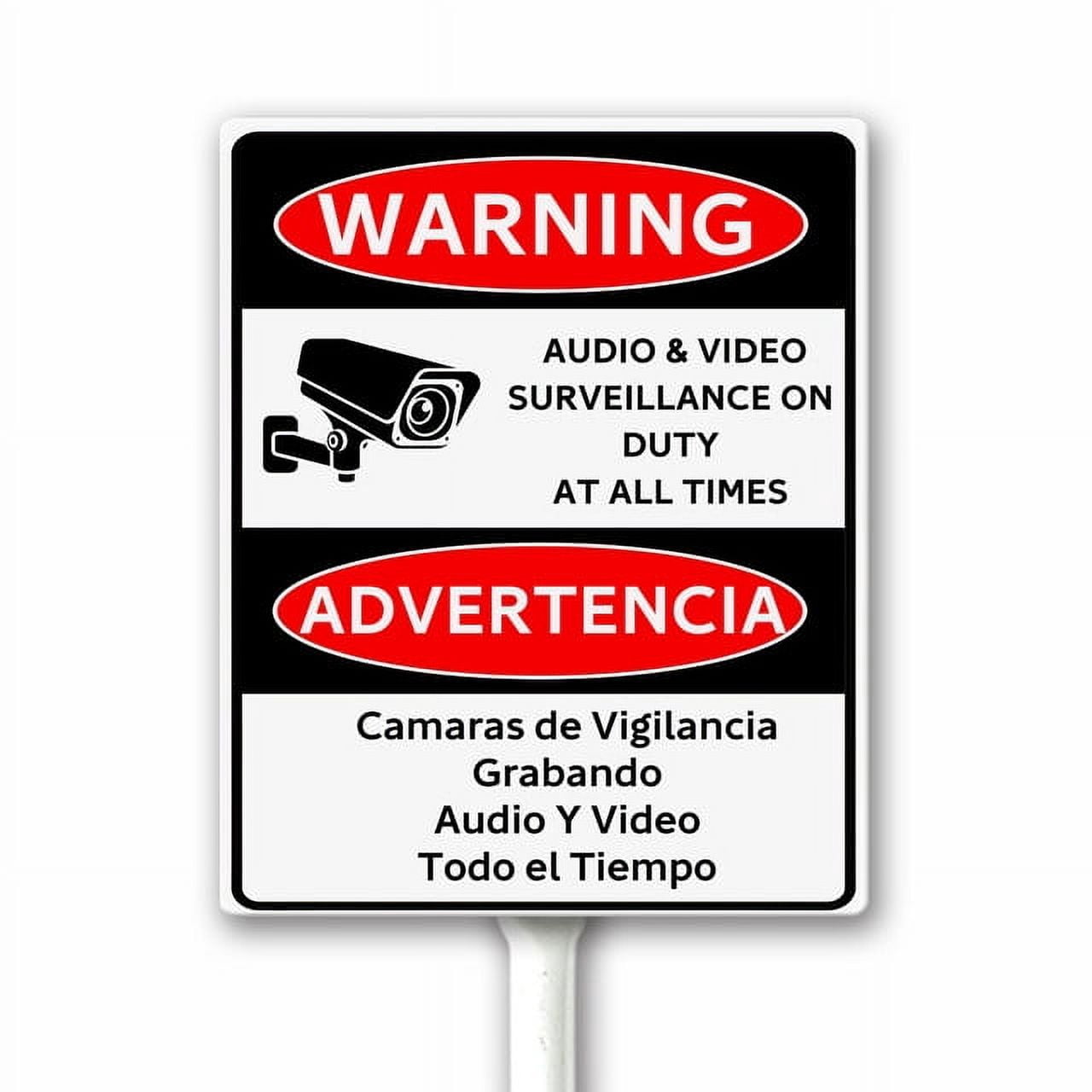 "Warning - Audio & Video Surveillance On Duty" Bilingual Security Sign