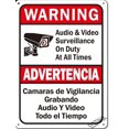 thumbnail image 1 of Warning "Audio & Video Surveillance On Duty At All Times" Bilingual Signs Busines Signs Outdoor 12X8 Inches Aluminum Metal Tin Signs, 1 of 4