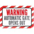 thumbnail image 1 of Warning Automatic Gate Opens Out Sign, 1 of 1