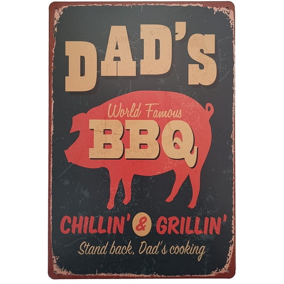 Warning BBQ Zone Vintage Tin Signs OutdoorRetro Metal Wall Poster Decorative Tin Sign (DAD‘s BBQ)