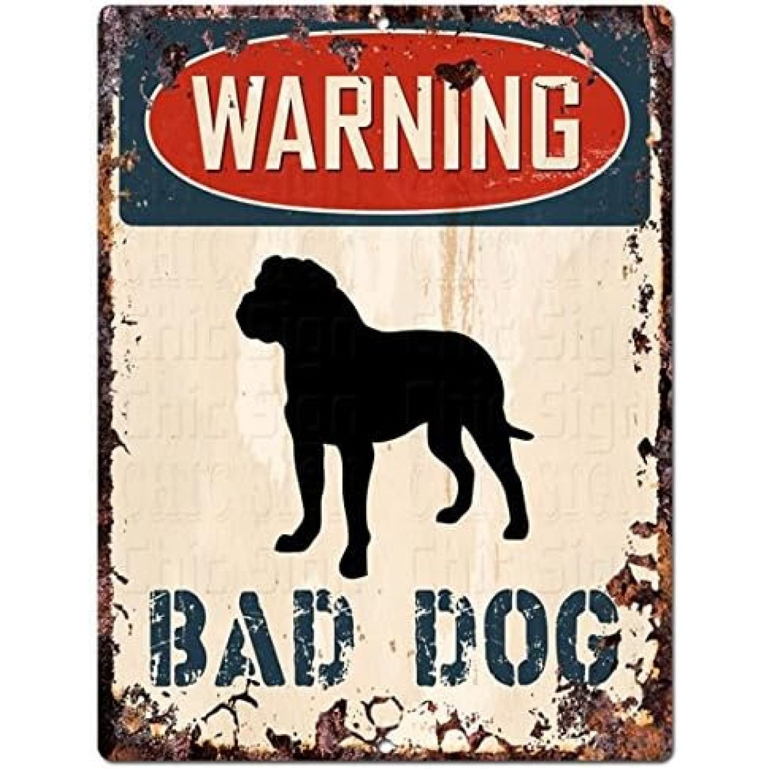 Warning Bad Dog Chic Sign Vintage Rustic 9"x12" Metal Plate Store Home