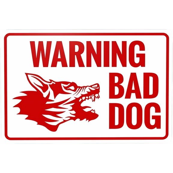 Warning Bad Dog Warning Sign - 8"x12" Security Metal Sign, Wall Decor for Business Office Yard Street Road Home, Pet Security
