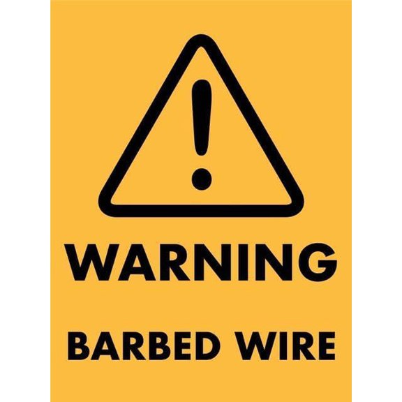 Warning Barbed Wire Metal Sign 8"x12", Rust Free Aluminum Durable, For Fence Yard Indoor Outdoor Property Protection