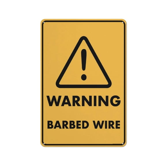 Warning Barbed Wire Signes Metal Signs, Weather Resistant, Weatherproof, Indoor Or Outdoor Size: 12 x 16 inch