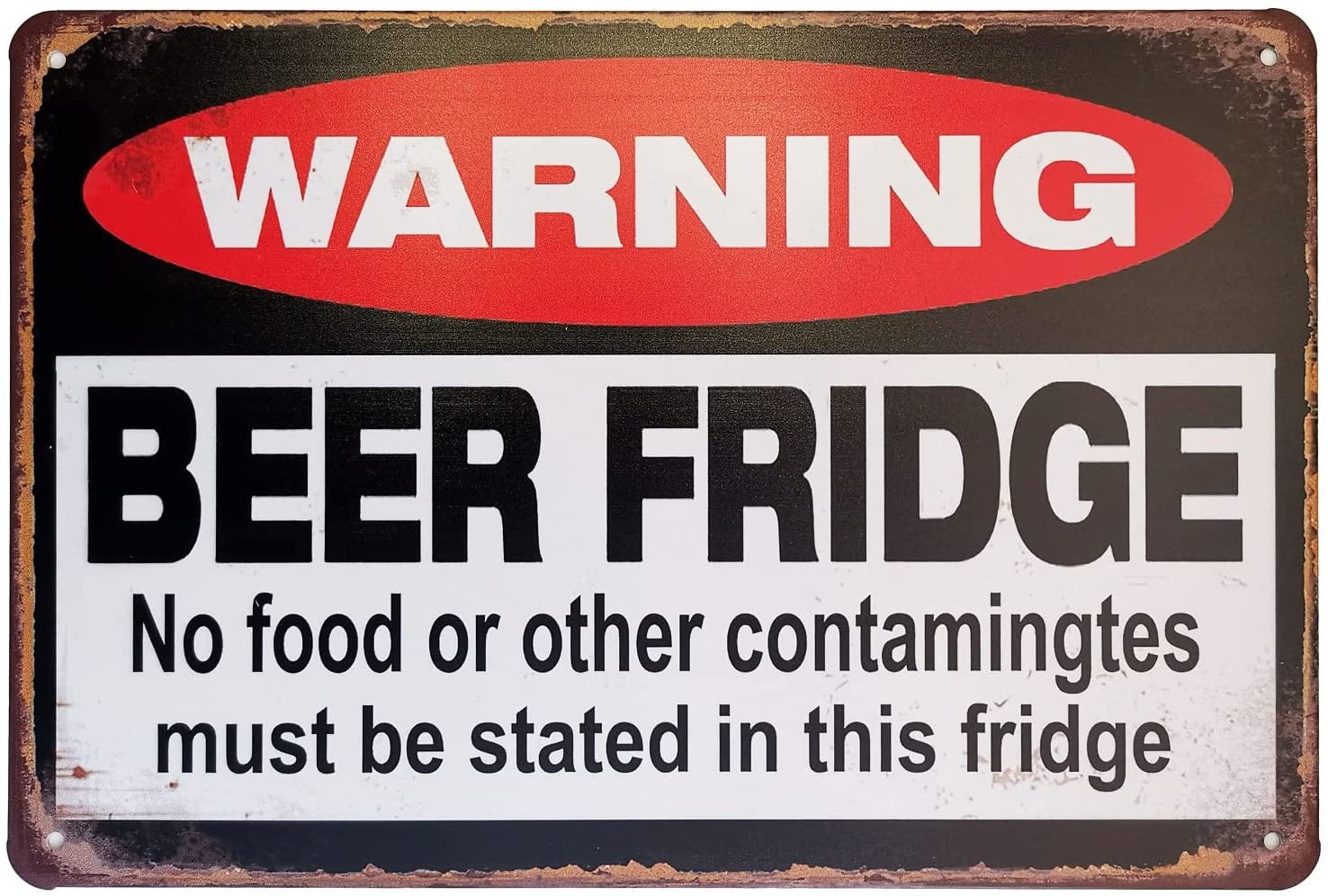 Warning Beer Fridge Durable Metal Tin Sign Funny Bar or Man Cave ...