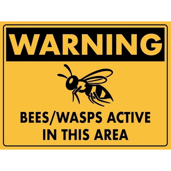 Warning Bees/Wasps Active Sign – 8x12 Inch RustFree Aluminum,Reflective & Weatherproof Metal Sign,HighVisibility Outdoor Insect Sting Hazard Warning for Property