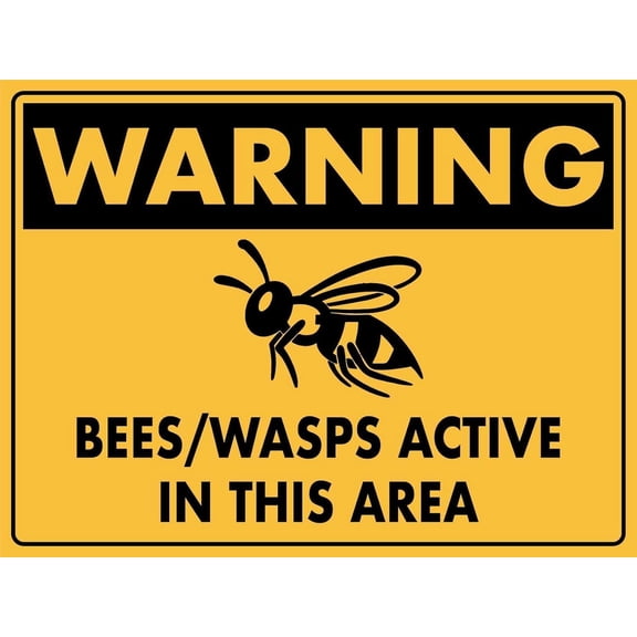 Warning Bees/Wasps Active Sign – 8x12 Inch RustFree Aluminum,Reflective & Weatherproof Metal Sign,HighVisibility Outdoor Safety Warning for Home or Garden