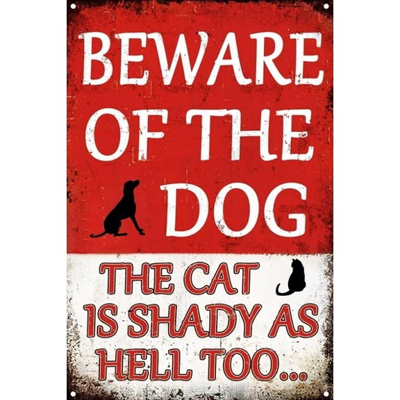 Warning Beware Of Dog Sign Dog Warning Signs For Fence Guard Dog On Duty Yard Sign Keep Gate Shut Do Not Enter Without Permission or Owner Present Metal Tin Sign 8×12 Inch (A)