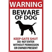 Warning Beware Of Dog Sign Dog Warning Signs For Fence Guard Dog On Duty Yard Sign Keep Gate Shut Do Not Enter Without Permission or Owner Present Metal Tin Sign 8 12 Inch A