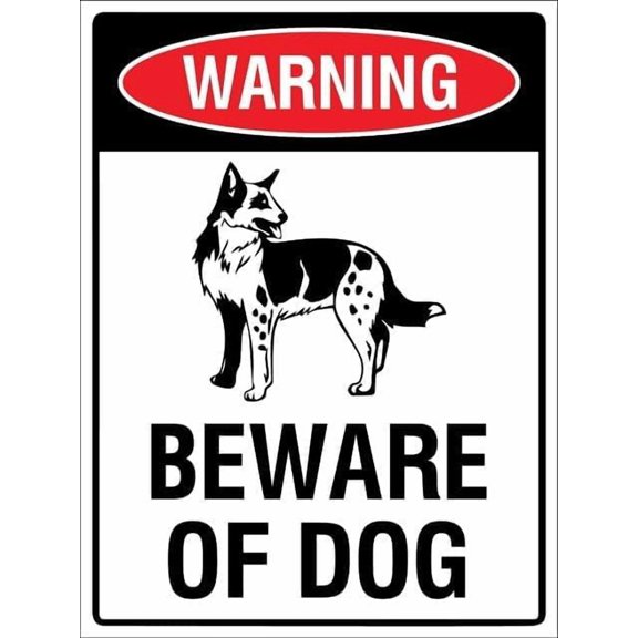 Warning Beware Of Dog Koolie Sign Home Bar Pub Kitchen Restaurant Wall Deocr Plaque Signs 12X8 Inch
