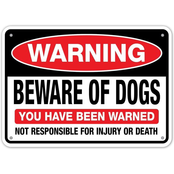 Warning Beware of Dogs Metal Tin Sign 8"x12", Durable Industrial Commercial, For Indoor Outdoor Security