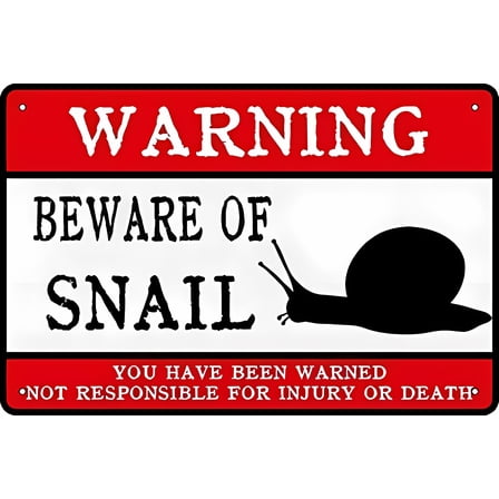 Warning Beware of Snail Vintage Metal Tin Sign - 12×8 Inches, Humor Funny Bar Man Cave Wall Art, Home Coffee Restaurants Decor