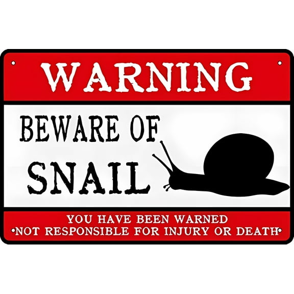 Warning Beware of Snail Vintage Metal Tin Sign - 12×8 Inches, Humor Funny Bar Man Cave Wall Art, Home Coffee Restaurants Decor