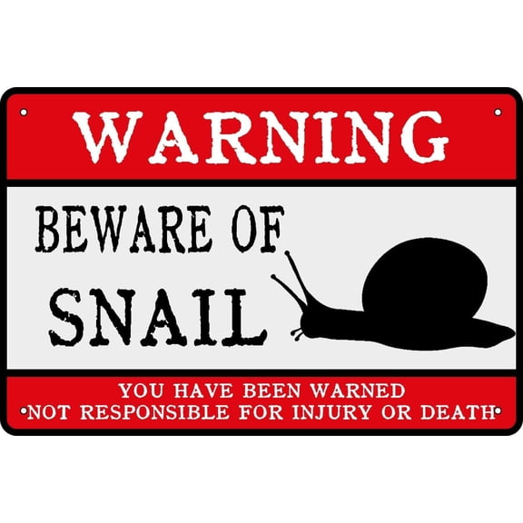 Warning Beware of Snail Vintage Metal Tin Sign Funny Wall Art Poster for Home Bar Man Cave Bathroom Coffee Shop Decor 8x12 Inch
