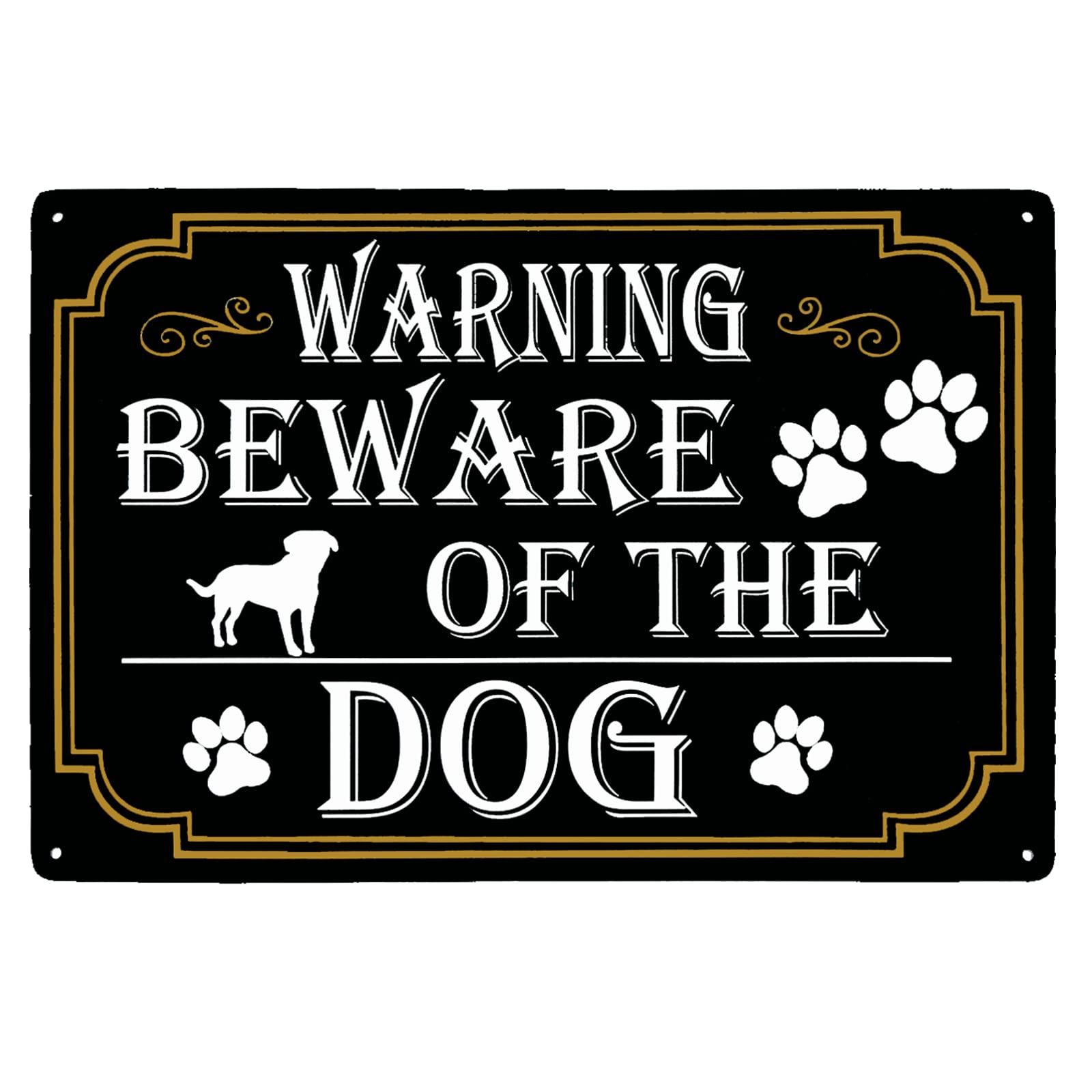Warning Beware of The Dog Vintage Metal Tin Signs for Fence Lawn Garden Yard Signs Outdoor Indoor Use Size: 12 x 16 inch