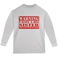 thumbnail image 1 of Warning Big Sister Youth Long Sleeve T Shirt White YMD, 1 of 1