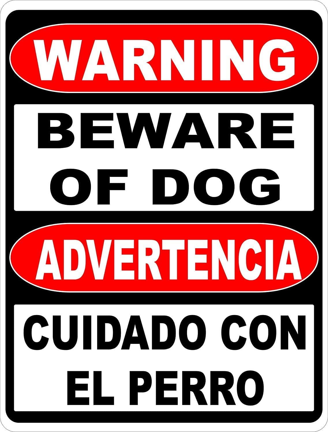 Warning Bilingual Beware of Dog Sign. English & Spanish Safety Signs. 8