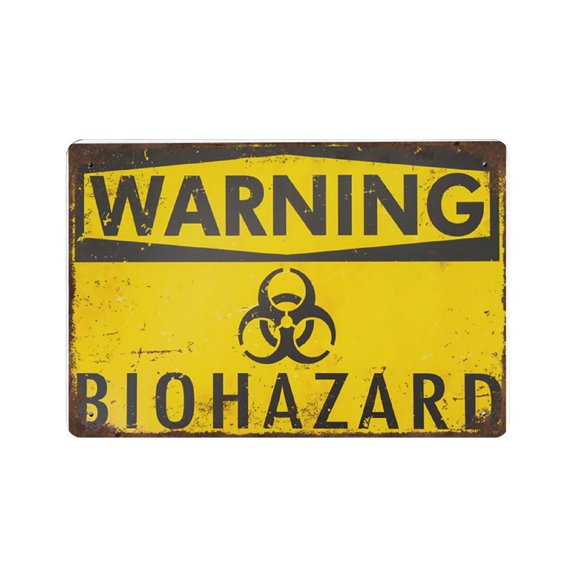Warning Biohazard Hazard Sign Hazard Labels Novelty METAL Sign,Retro style, farmhouse decoration, home, bar, restaurant, garage, tin sign 5.5x 8 inches