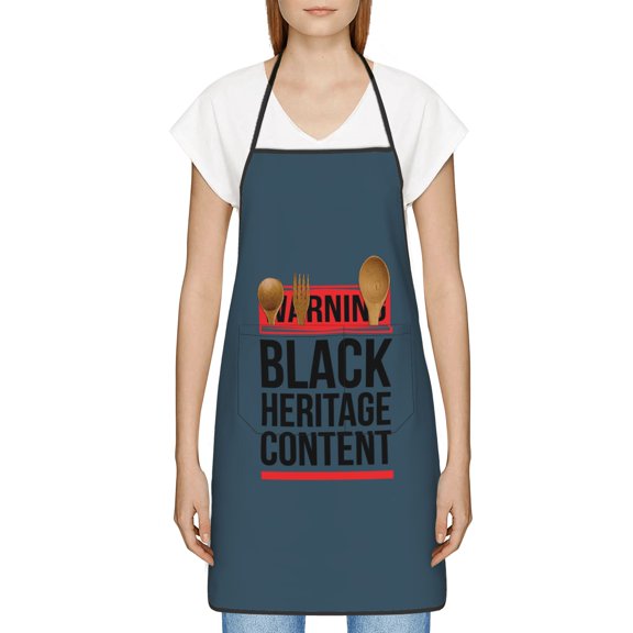 Warning: Black Heritage Content Apron,Black History Month Gift for Black Women,Waterproof Chef Apron with Pocket,Inspirational Gift for Kitchen Cooking BBQ,Melanin Gifts