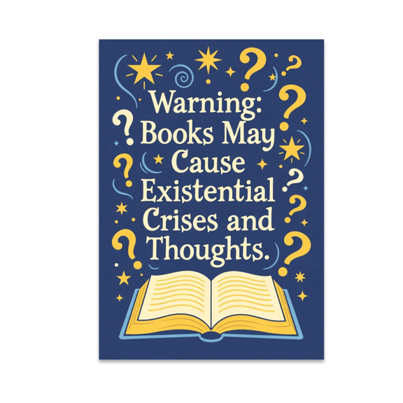 Warning: Books May Cause Existential Crises - Book Lover - 13x19 Poster Print