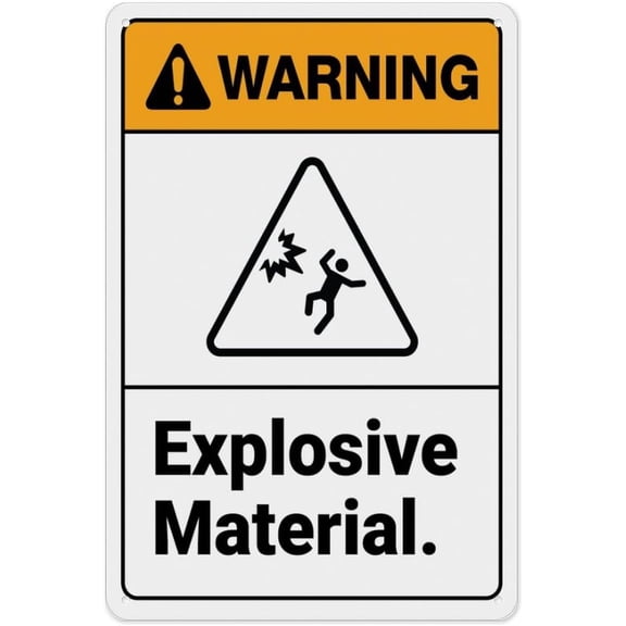 Warning Combustible Explosive Material Tin Sign 8"x12" - Great Wall Decor for Garden Yard, Combustible Explosive Sign