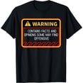 thumbnail image 1 of Warning Contains Facts May Find Offensive Humor T-Shirt for Women Black 3X-Large, 1 of 4