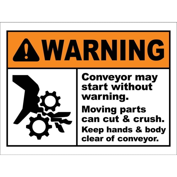 Warning Conveyor May Start Without Warning Moving Parts Metal Sign Caution Danger Safety Security Warning Notice Signs (Aluminum) Size: 8 x 12 inch