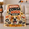 thumbnail image 1 of Warning Corgi Hugs Cartoon Pet Lover, Playful Pet Portrait Pattern, Warm Flannel Blanket for Living Room and Bedroom, Dog Lovers Just Because Gift, Pet Lover Home Decor, 1 of 9