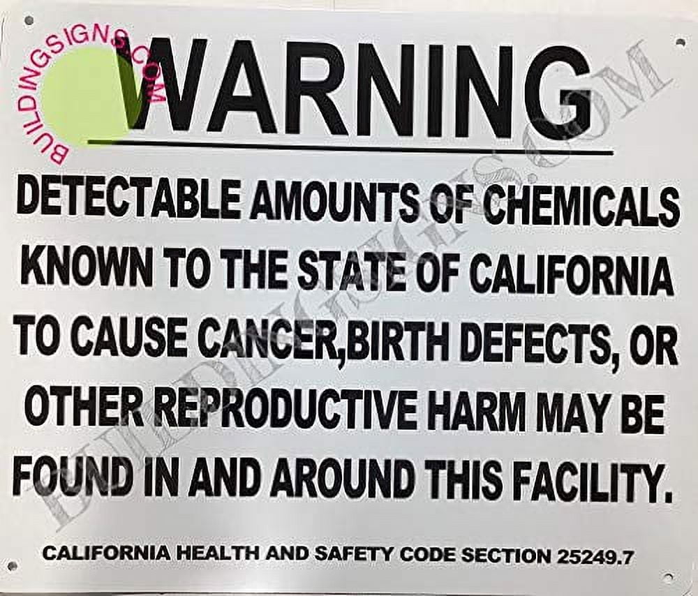 Warning DETECTABLE Amounts of Chemicals Known to The State of California to Cause Cancer, Birth