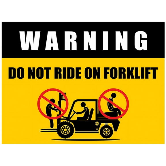 Warning DO NOT Ride ON Forklift Sign _u2013 8"x12" Metal Tin Sign for Industrial or Commercial Use, Warehouse, Forklift Safety