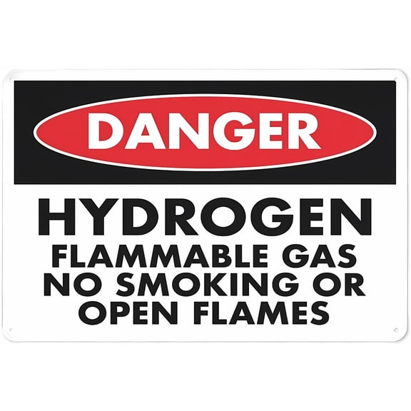 Warning Danger Hydrogen Sign - 8"x12" Rust-Proof Aluminum Metal Sign, Fence Yard Gas Storage Areas Indoor Outdoor Use