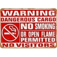 thumbnail image 1 of Warning Dangerous Cargo No Smoking or Flame Metal Tin Sign Retro Vintage Sign for Home and Bar Wall Decor (Aluminum) Size: 8 x 12 inch, 1 of 4