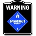 thumbnail image 1 of Warning Dangerous When Wet OSHA Danger BLACK Aluminum Composite Sign, 15"x18", 1 of 10