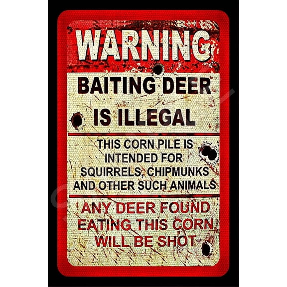 *Warning Deer Baiting* Made In Usa! Metal Sign 8X12 Man Cave Bar Hunting Cabin