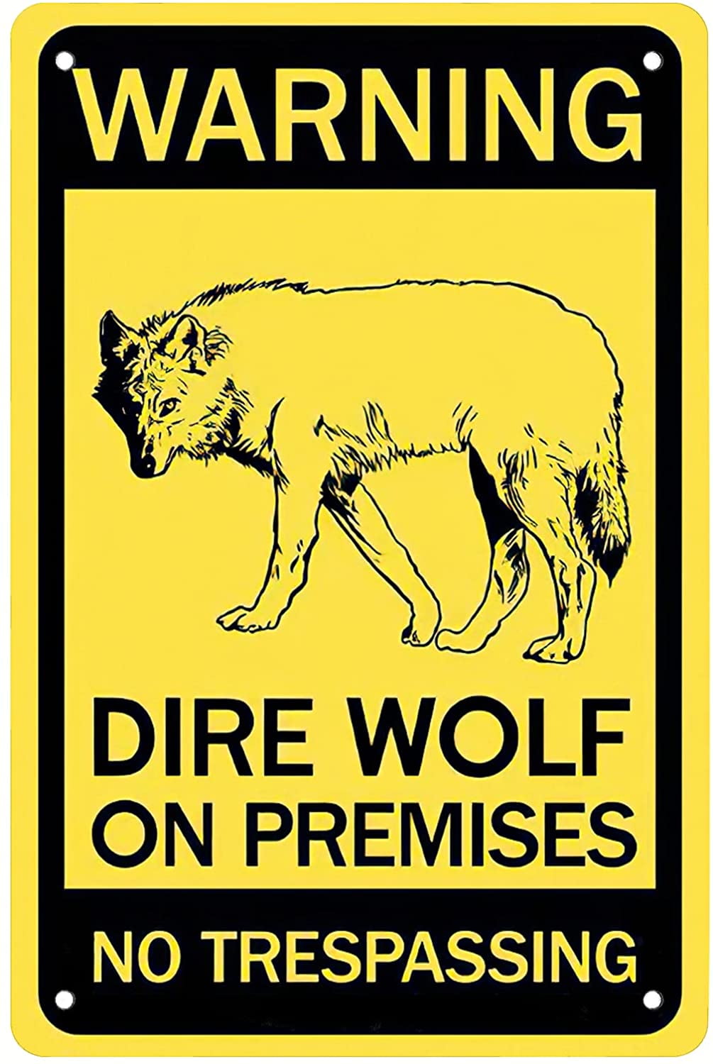 Warning Dire Wolf on Premises Black Vintage Metal Tin Sign Hot Rod Wall ...