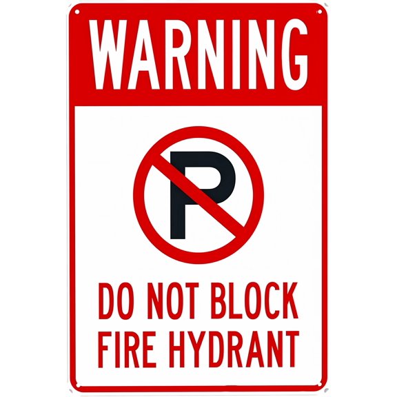 Warning Do Not Block Fire Hydrant Tin Warning Metal Sign - 8"x12" Wall Decor, Fire Safety Decor for Home Farm Bar Coffee Shop Club Street