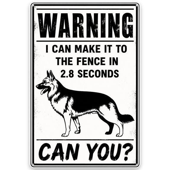 Warning Dog Sign Metal 8x12 Inch - German Shepherd Wall Decor, Funny Home Security Warning for Easy Hanging, Indoor Outdoor Use - Rustic Weather Resistant Iron Decor