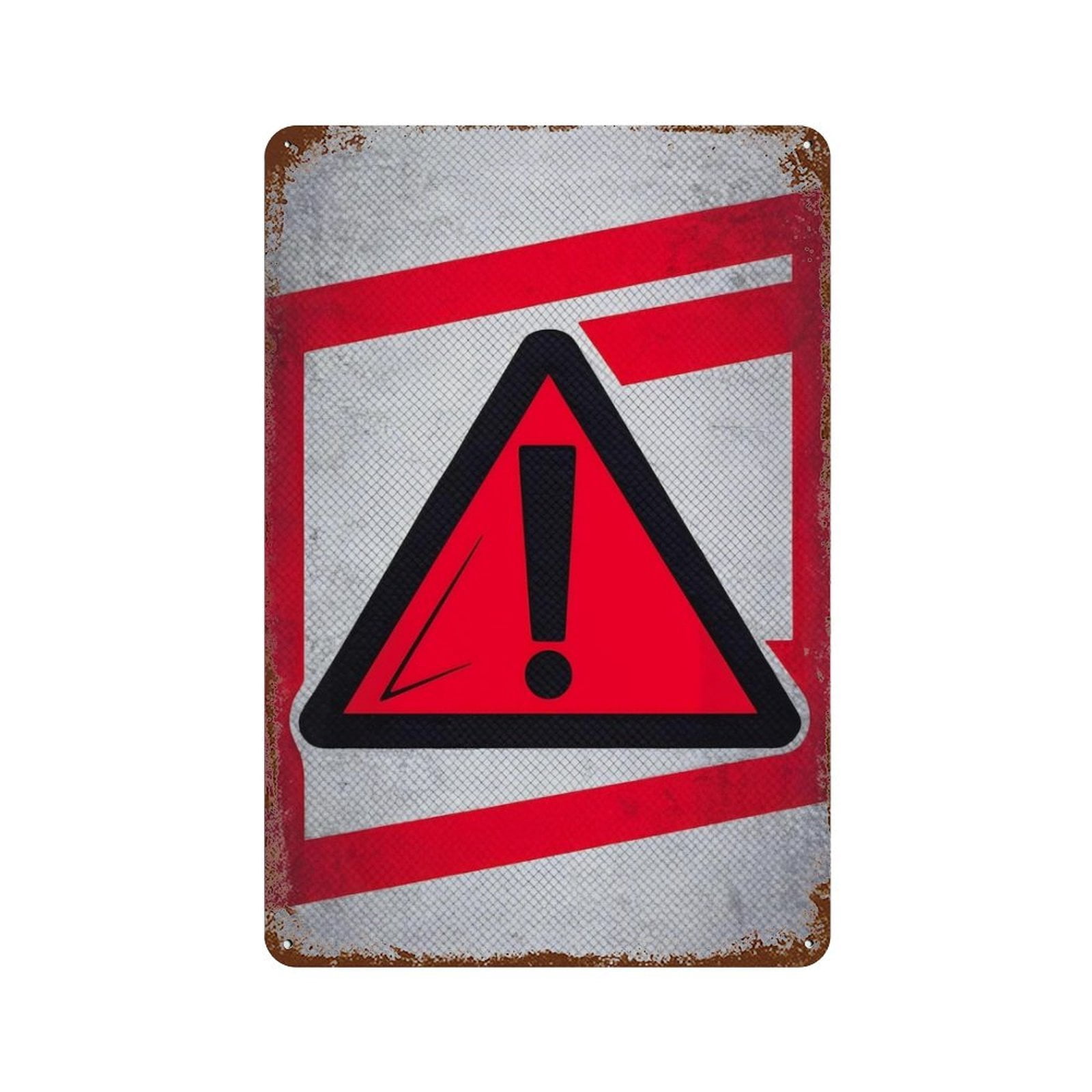 High - Contrast Red Triangular Warning Sign with Modern Design Metal ...