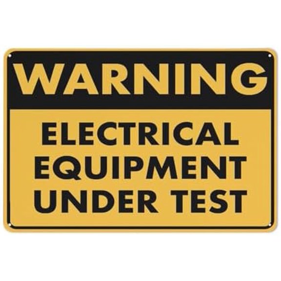 Warning Electrical Equipment Under Test Sign Outdoor Metal Sign - 12 X 8 Metal Signs For Business, Workplace, Office, Home, Delivery Road Garden Signs