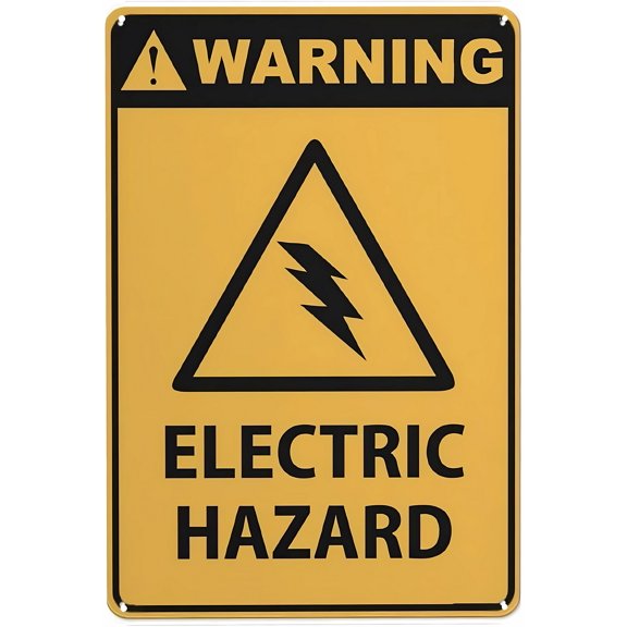 Warning Electrical Hazard Sign - 8"x12" Vintage Metal Warning Sign, Electrical Safety Decor for Home Farm Bar Coffee Shop Club Factory