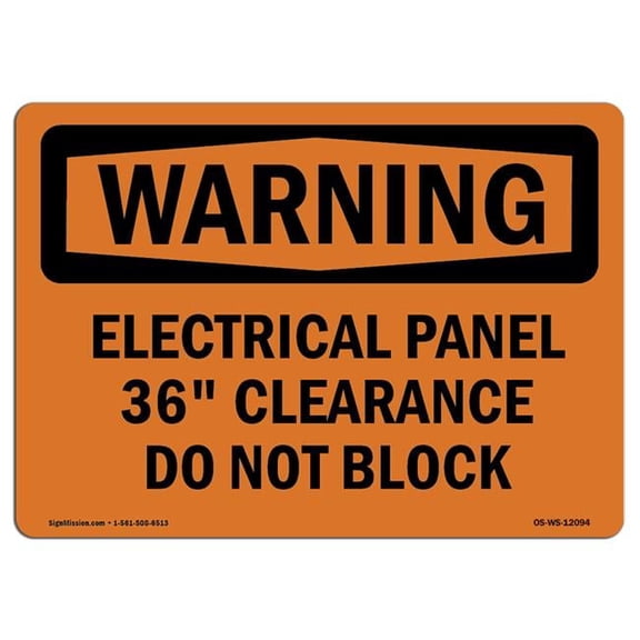 Warning Electrical Panel 36 Clearance Do Not Block OSHA Decal Sign