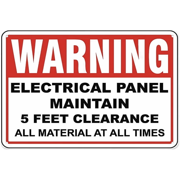 Warning Electrical Panel Maintain 5 Feet Clearance Sign - 8"x12" Aluminum Tin Warning Sign for Home Outdoor Garden, Electrical Panel, Clearance Requirement