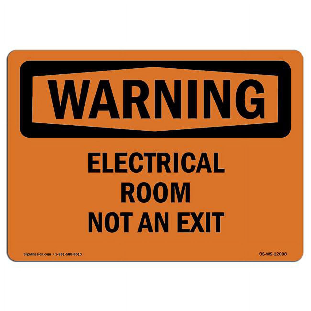 Warning Electrical Room Not An Exit OSHA Decal Sign