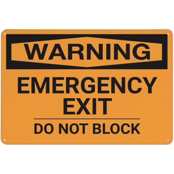 Warning Emergency Exit Do Not Block Sign 8"x12", Rust Free Aluminum Metal Sign Weather Resistant Durable Easy To Mount, Indoor Outdoor Use for Home Business Fire Safety Area