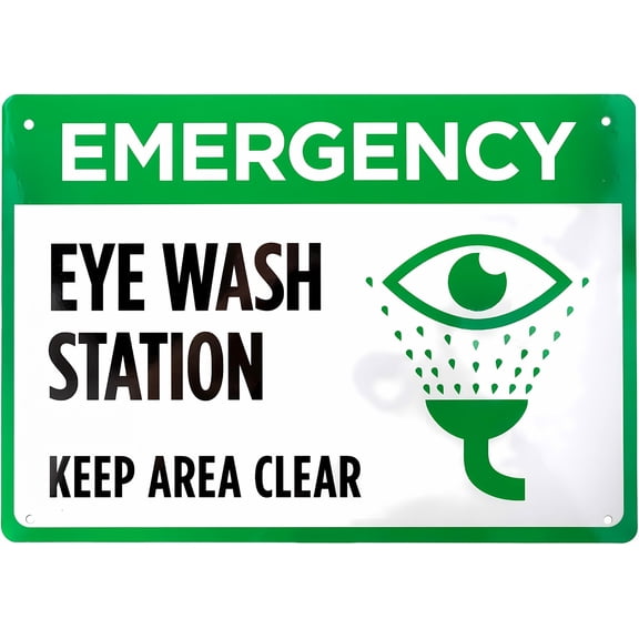 Warning Emergency Eye Wash Station Sign - 8"x12" Rust-Proof Aluminum Sign, Chemistry Labs Science Classrooms Industrial Chemistry Handling Areas Use