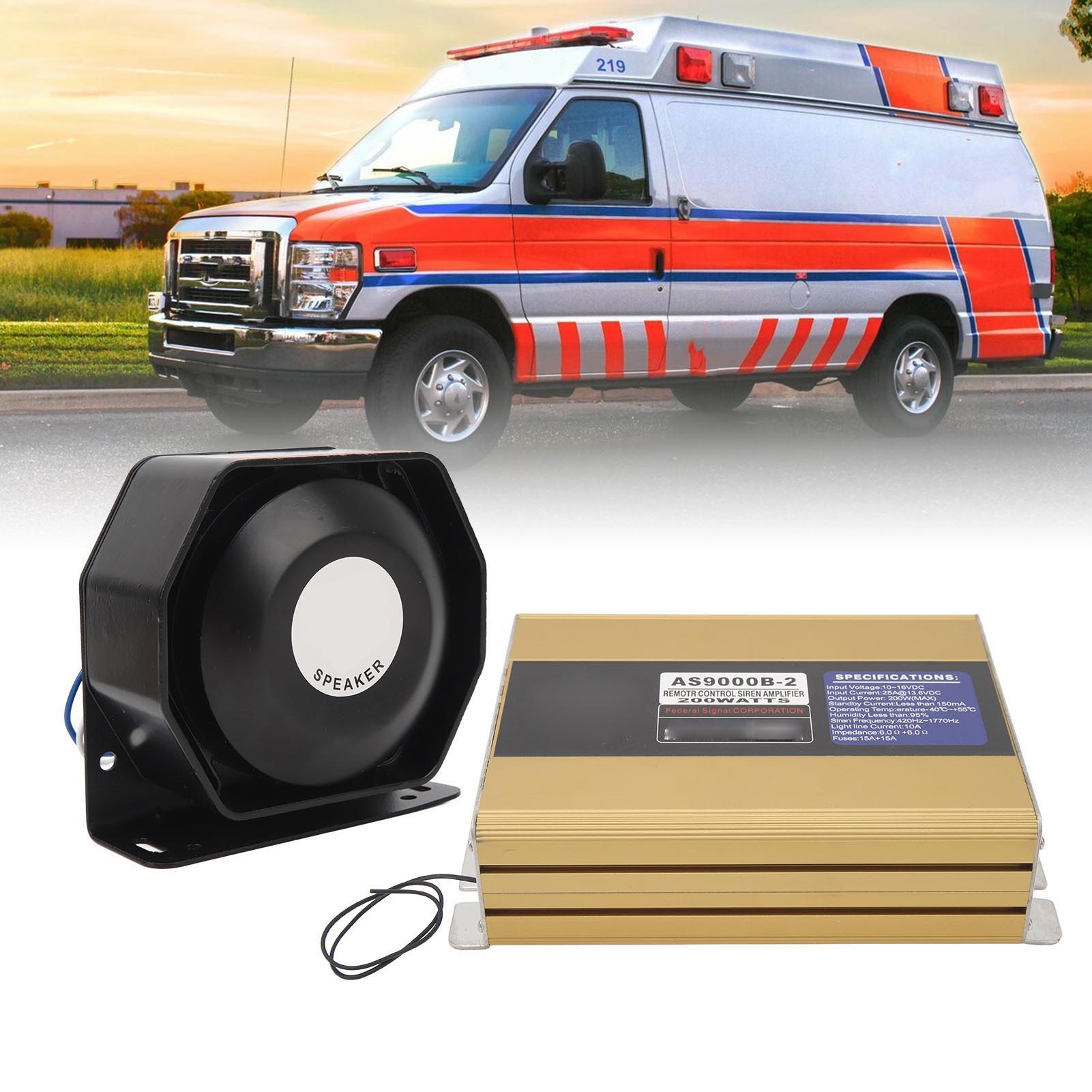 Warning Emergency Siren, Vehicle PA System 200W For Fire Truck For SUV For ATV