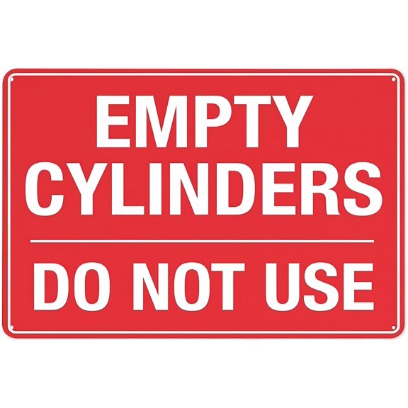Warning Empty Cylinders Do Not Use Sign - 8"x12" Rust-Proof Aluminum Sign, Weather Resistant Waterproof for Gas Cylinder Areas