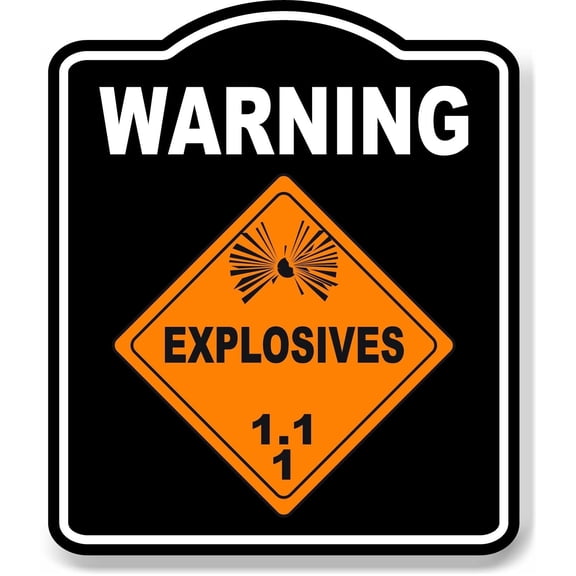 Warning_Explosives_1.1_orange_safty_osha_danger_black Aluminum Composite Sign, 8.5"x10"